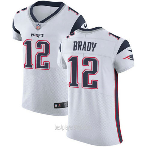 Mens New England Patriots #12 Tom Brady Elite White Vapor Road Jersey Bestplayer